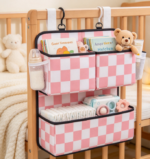 Crib-Hanging Diaper Organizer, Pink Plaid - Image 2