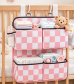 Crib-Hanging Diaper Organizer, Pink Plaid