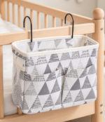 Hanging Bedside Storage Organizer, Gray With Triangular Pattern
