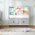 Four-Tier Children's Bookshelf With Fabric Pocket-Style Storage