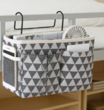 Canvas Bedside Hanging Storage Basket, Large-Pocket Design, Gray - Image 2