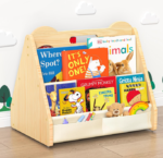 Solid Pine Children's Bookshelf, Double-Sided Design For Nurseries
