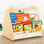 Solid Pine Children's Bookshelf, Double-Sided Design For Nurseries