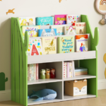 Cactus-Shaped Three-Tier Wooden Children's Bookshelf