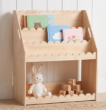 Four-Tier Wooden Children's Bookshelf With Wavy-Edge Detailing