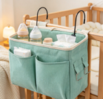 Bedside Storage Organizer With Hooks, For Bunk Bed Or Dormitory Bed Rails - Image 2