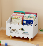 Wooden Children's Bookshelf With Adjustable Dividers For Books And Toys