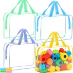 Extra-Large Transparent Toy Storage Bags, 4-Piece Set With Zipper