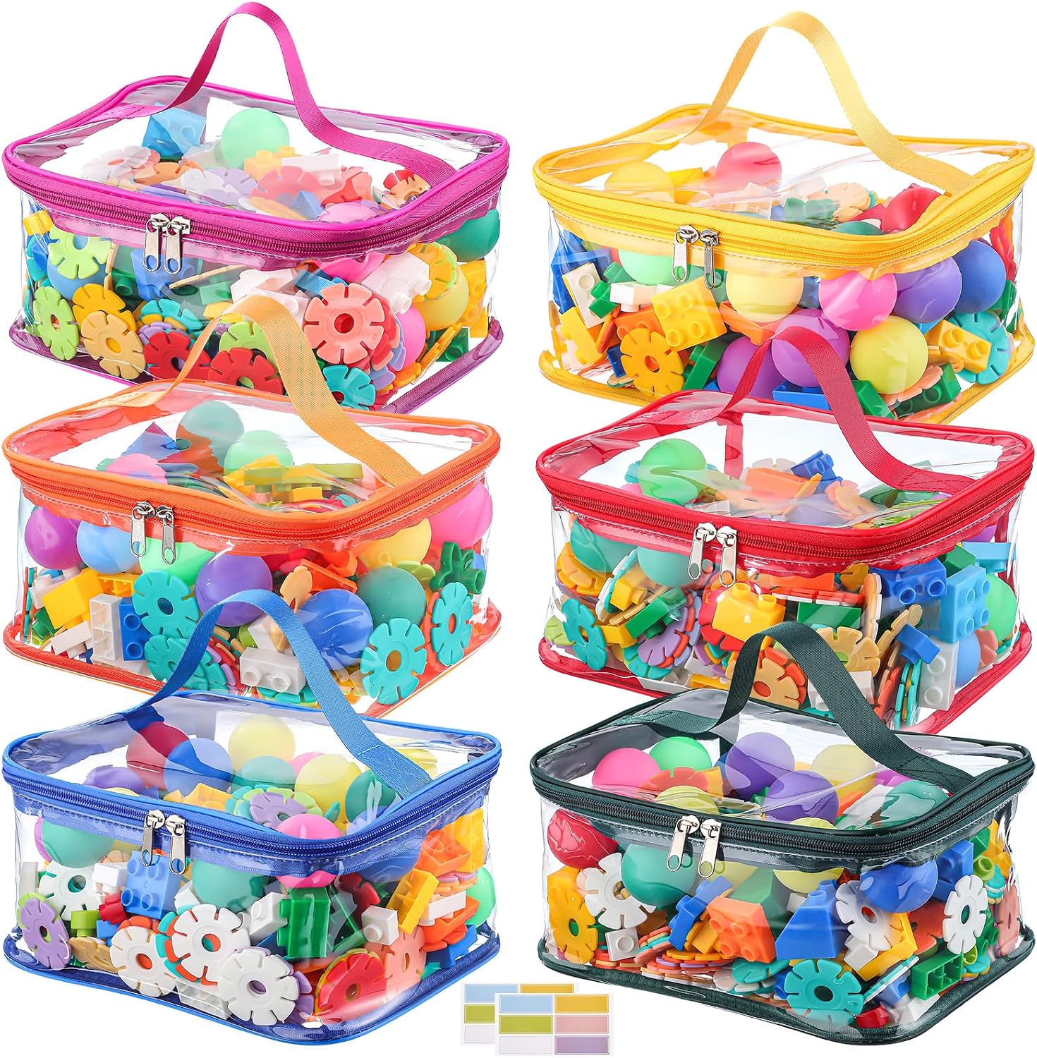 81CGhvT8uOL._AC_SL1500_.jpg Six-Piece Transparent Toy Storage Bag Set, Waterproof Pvc, Multi-Color - Image 1