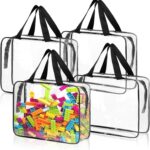 Transparent Pvc Toy Storage Bags, 4-Piece Set With Zipper