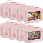 8-Piece Toy Storage Bag Set (Pink) With Transparent Pvc Viewing Windows