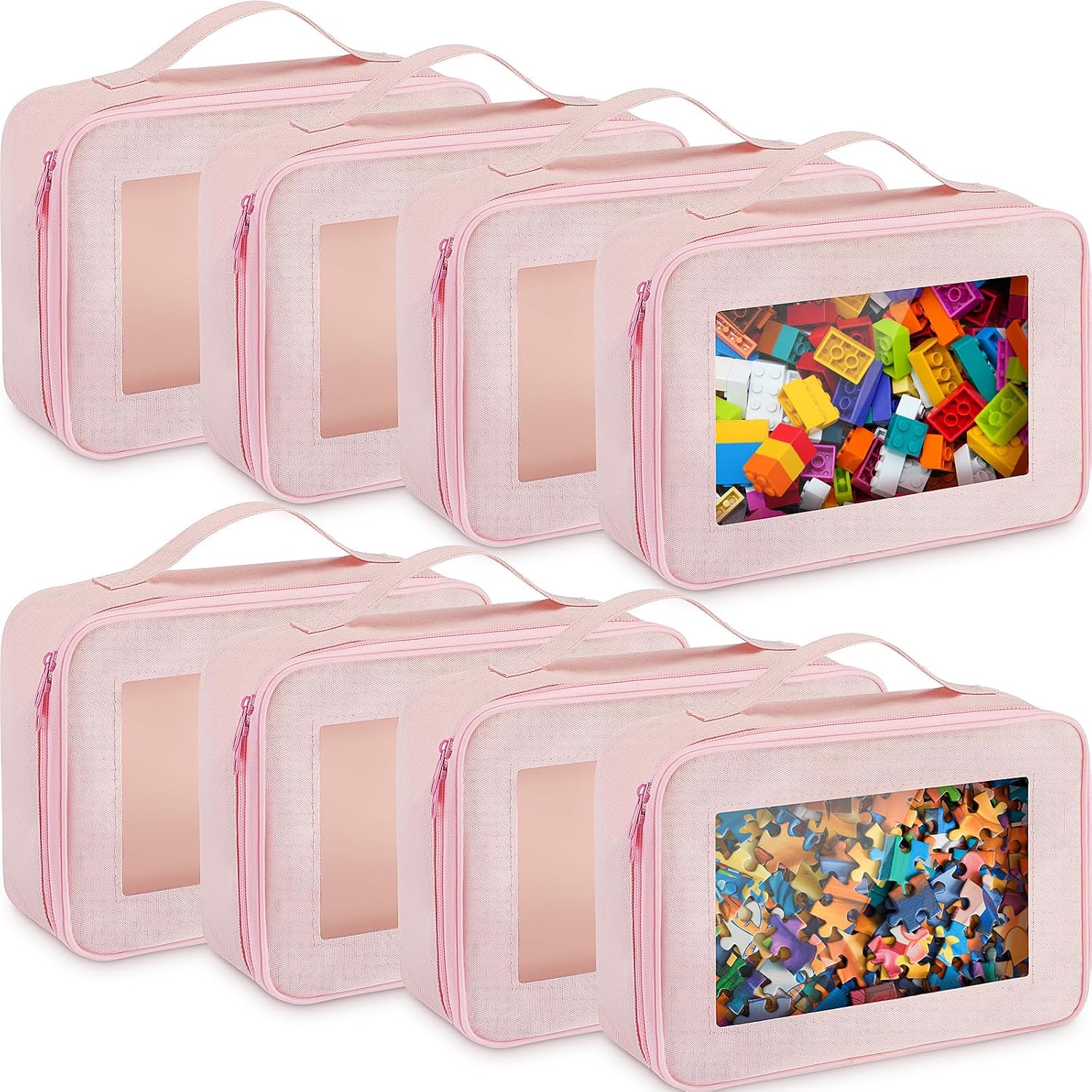 81mCVgJoofL._AC_SL1500_.jpg 8-Piece Toy Storage Bag Set (Pink) With Transparent Pvc Viewing Windows - Image 1