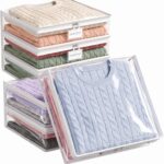 Six-Piece Transparent Zippered Storage Set, Plastic Sweater Bags