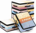 Five-Piece Transparent Zippered Storage Set With Handles, For Blankets